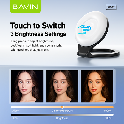 BAVIN D-Z-P19 Foldable Magnetic Fill Light w/ 3 Modes Adjustable Brightness & 120° Angle