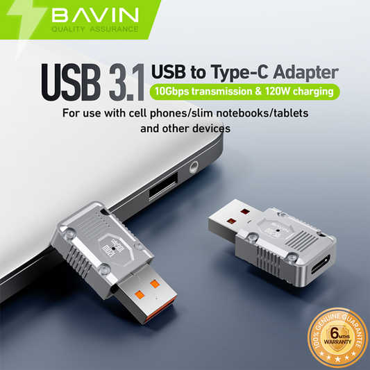 BAVIN O60 120W OTG Data Transfer & Fast Charging Adapter for USB to Type-C USB 3.1 & 10Gbps Speed