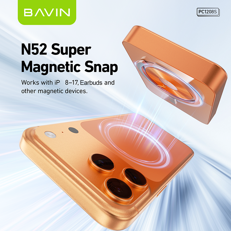 [Qi2 25W] BAVIN PC1208S 10000mAh 25W Magnetic Wireless Powerbank + PD 35W Fast Charge for iPhone 17 Series