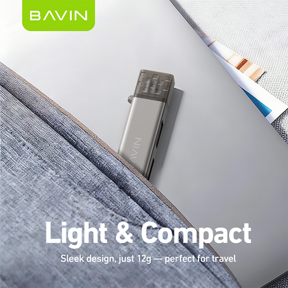 BAVIN O92 3-in-1 USB2.0 Portable Card Reader TF + SD + USB OTG w/480Mbps For Laptop, Smartphone, Tablet & OTG Supported