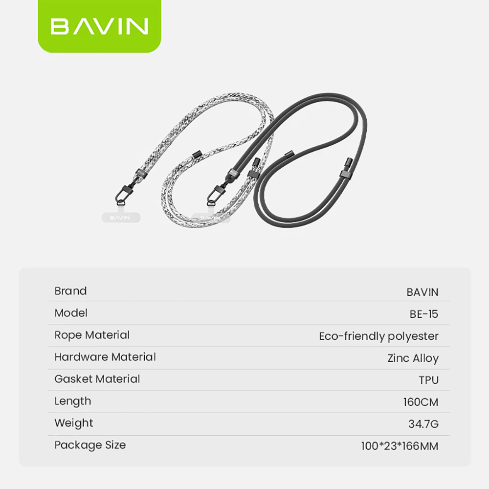 BAVIN BE15 Mobile Phone Strap Lanyard Phones Adjustable with 160cm Long Thick Cross-body Shoulder