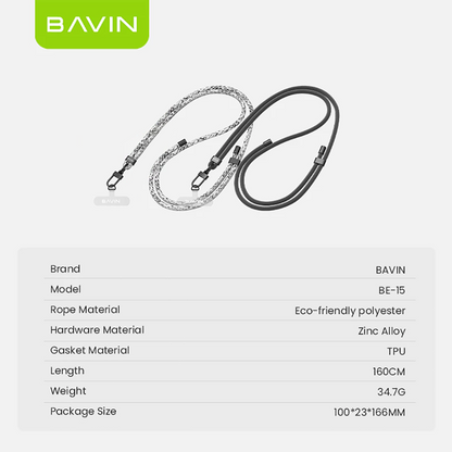 BAVIN BE15 Mobile Phone Strap Lanyard Phones Adjustable with 160cm Long Thick Cross-body Shoulder
