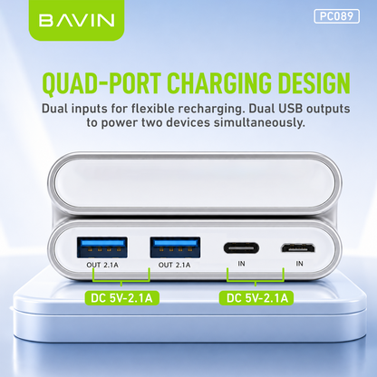 BAVIN PC089 30000mAh Large Capacity Powerbank w/ Flashlight / Micro & Type-C Input / 2x USB Output