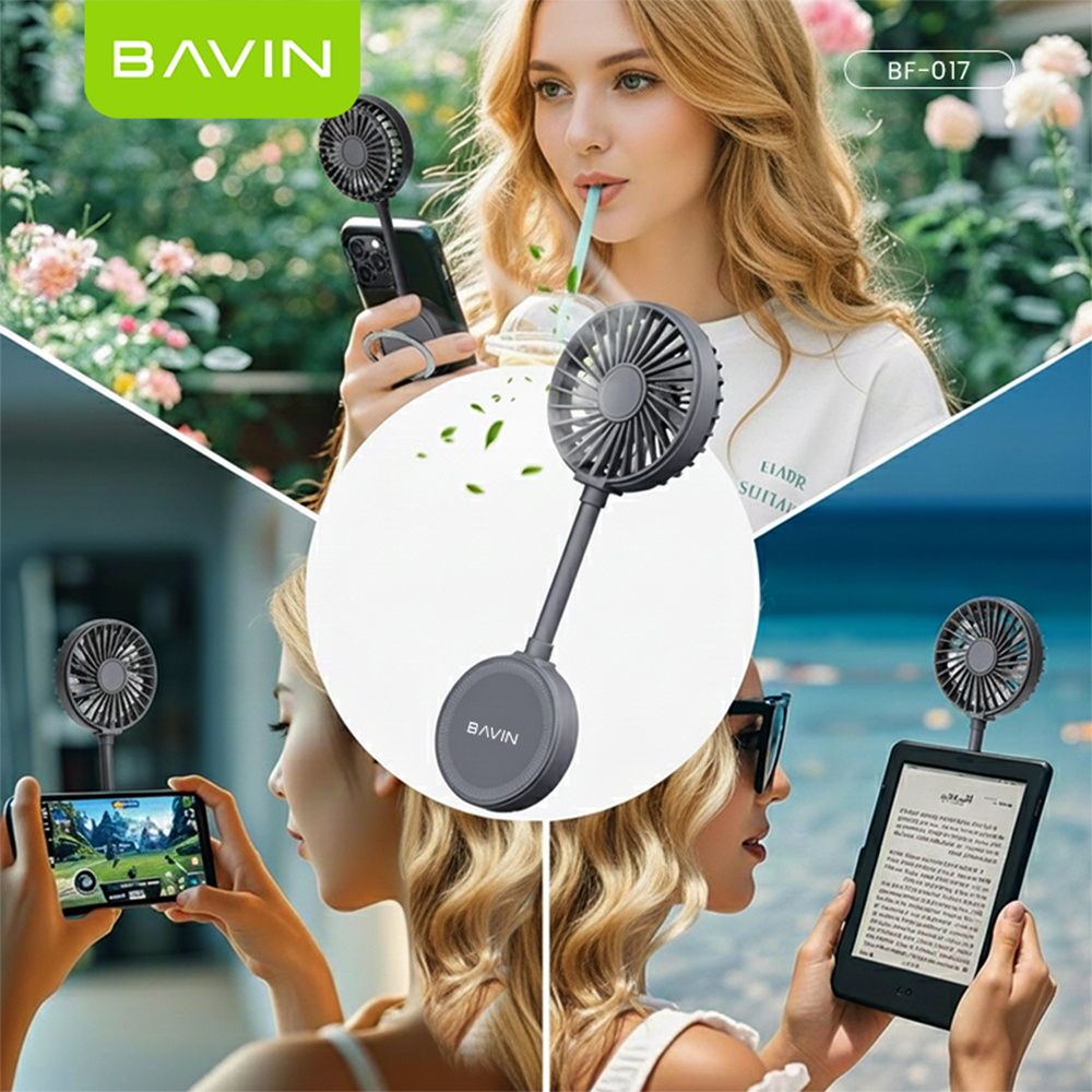 【Christmas Gift】BAVIN BF017 Magnetic Portable Handheld Fan w/Desktop Phone Stand+6000RPM Strong Wind