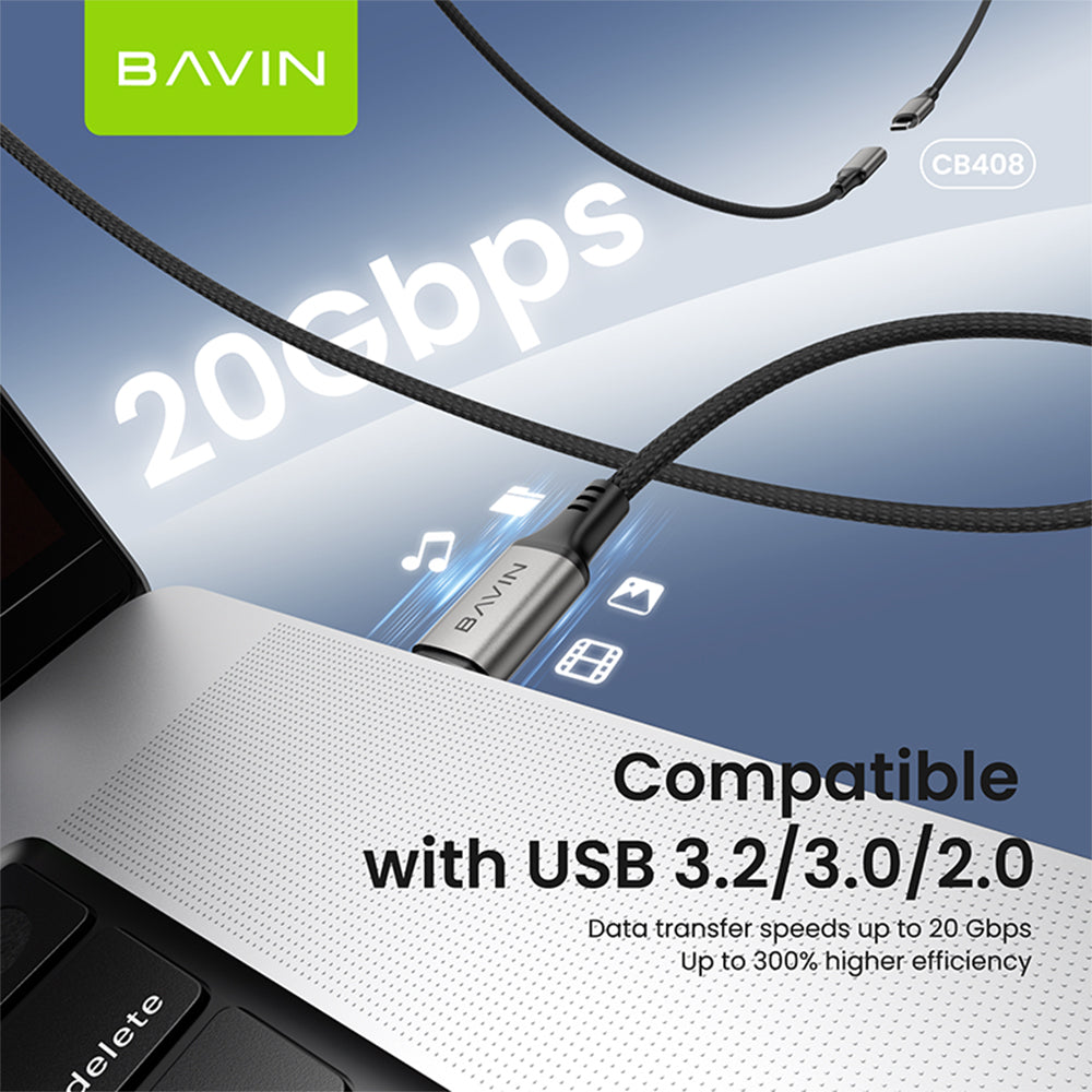 BAVIN CB408 USB Type-C 3.2 Male to Female PD 240W Fast Charing 2M Extension Data Cable 20Gbps Speed
