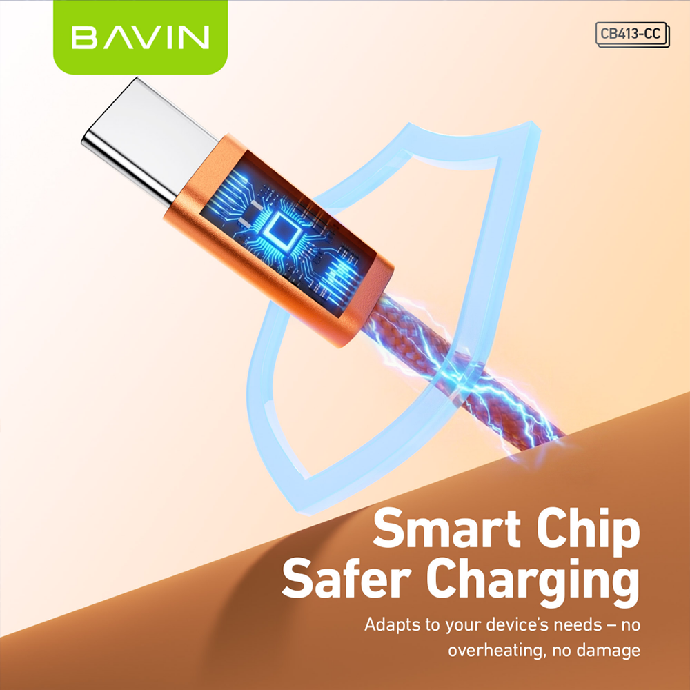 BAVIN CB413 PD 60W Type-C Fast Charging 1m Braided Cable w/ High-Speed Data Transfer for iPhone 15-17 & Android Devices