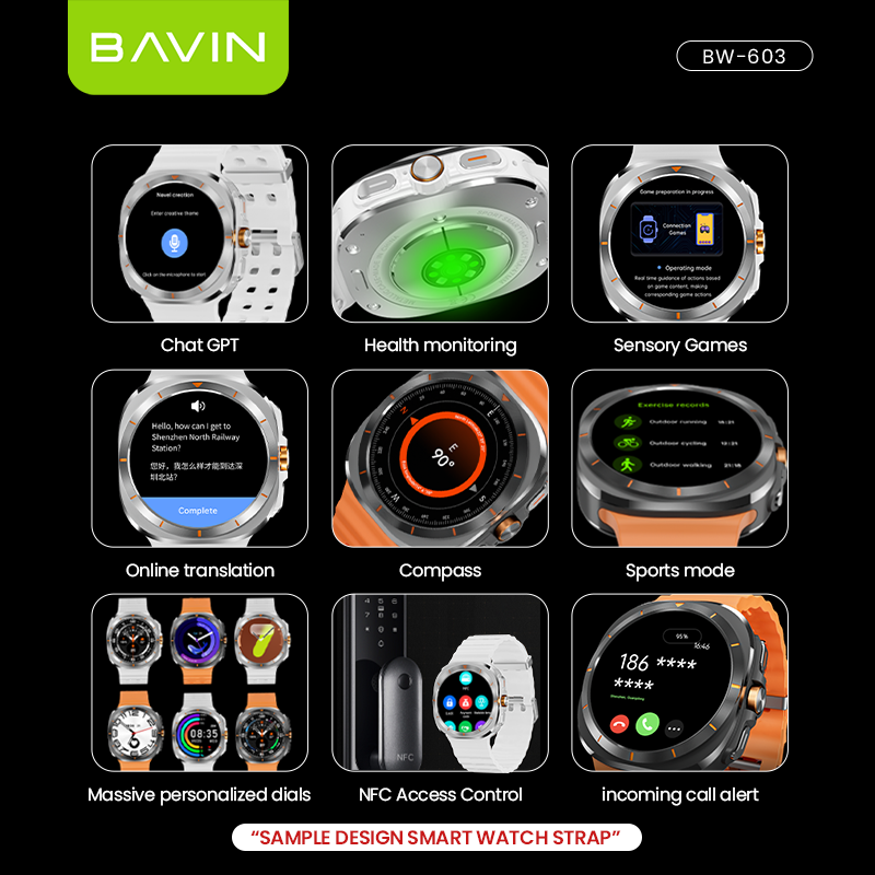 BAVIN BW-603 Smart Watch 1.53" HD Display w/ GPT AI Motion Sense NFC Heart Rate
