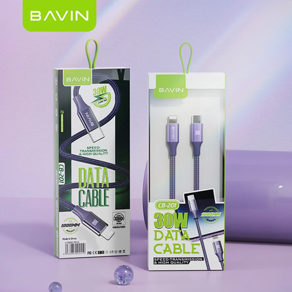 BAVIN CB201 60W / 30W /18W / 12W Fast Charging Data Cable 1m Nylon Braided Wire for Android / iPhone 17
