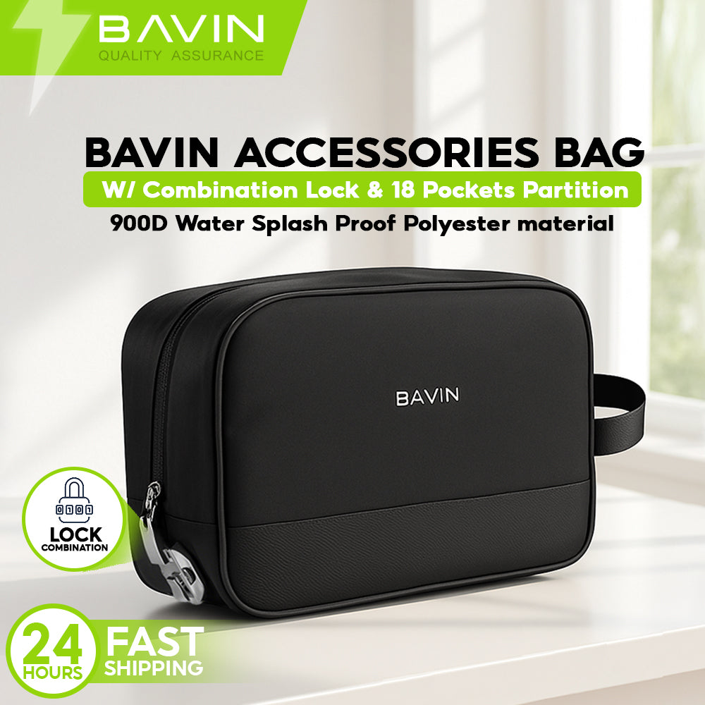 BAVIN E-BE20 Large Capacity Waterproof Bag w/ Password Lock For Earphones, USB Cables, Chargers & Digital Accessories Bag