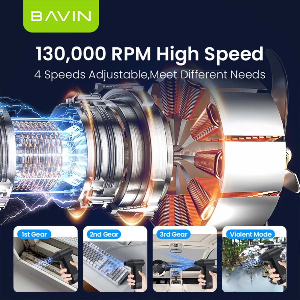 BAVIN Z-VC03 130,000RPM / Z-VC04 80,000RPM Portable Mini Compressed Air Duster for Deep Cleaning w/ Extremely Turbo Airflow