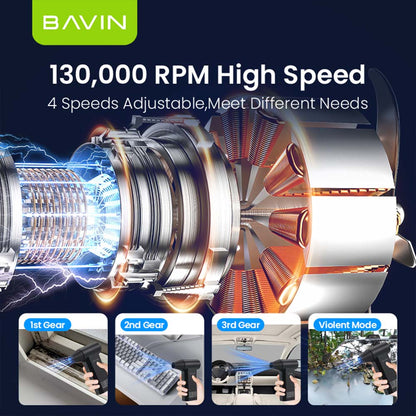 BAVIN Z-VC03 130,000RPM / Z-VC04 80,000RPM Portable Mini Compressed Air Duster for Deep Cleaning w/ Extremely Turbo Airflow