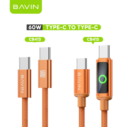 BAVIN CB413 / CB415 PD 60W Type-C Fast Charging 1m Braided Cable w/ High-Speed Data Transfer for iPhone 15-17 & Android Devices