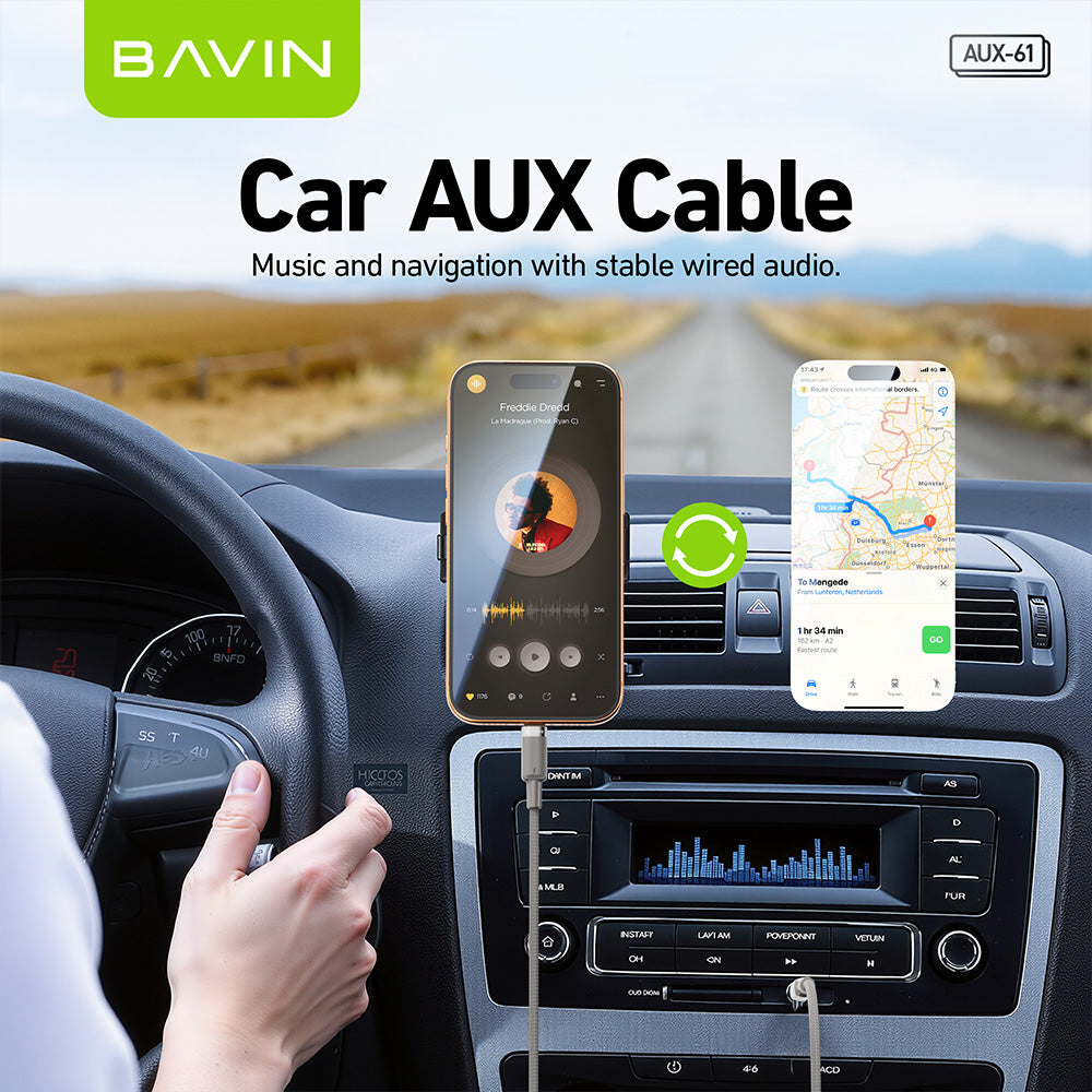 BAVIN AUX60/AUX61 1M Hi-Res Type-C / iPhone to 3.5mm AUX Audio Cable Male to Male for Headphone Headset