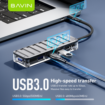 BAVIN U-H2-XX 6-in-1 USB Hub