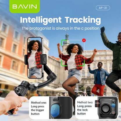 BAVIN P30/P31 Foldable Phone 3-Axis Gimbal Stabilizer w/Tripod/Fill Light/AI Smart Face Tracking
