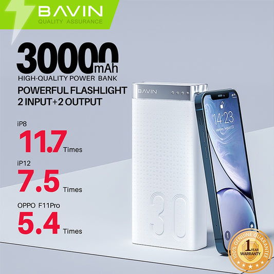 BAVIN Y-PC089 30000mAh Powerbank w/ Built-in Flashlight Dual Input & USB Output