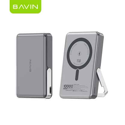 BAVIN Y-PC1168 10000mAh 15W Magnetic Wireless Powerbank 22.5W w/ PD 20W Type-C Fast Charging & Stand for Smartphones