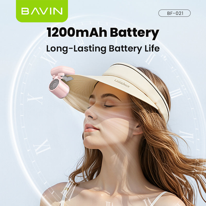 BAVIN BF021 Portable Clip Fan 1200mAh Rechargeable Desk Fan w/High Speed 16000RPM+3 SpeedStrong Wind
