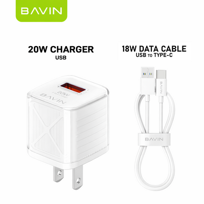 BAVIN PC967 PD 20W Mini Fast Charger Adapter w/ Intelligent Micro Chip for iPhone 16 & Android Phones