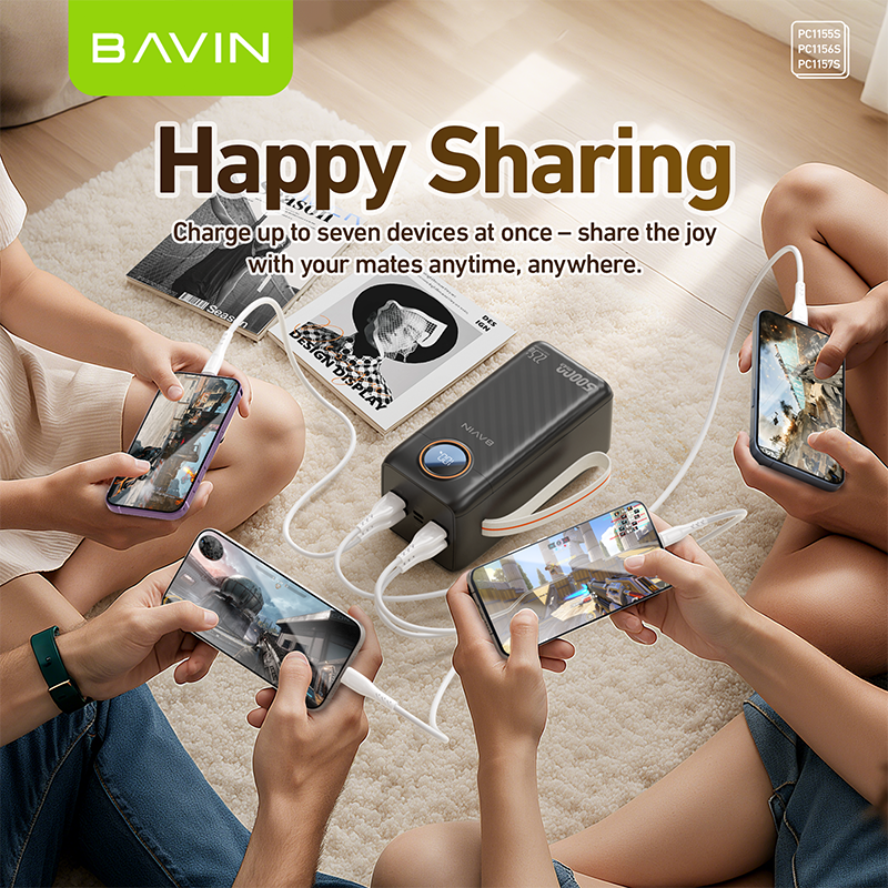 BAVIN Y-PC1155 30000mAh / Y-PC1157 50000mAh 22.5W Fast Charging Powerbank w/ Dual Cables & LED Battery