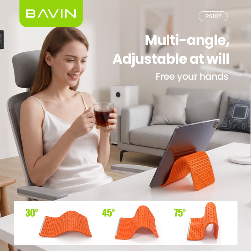 BAVIN PS107 Portable Ultra-Slim Foldable Silicone Phone Stand | Adjustable for Universal Desk, Travel