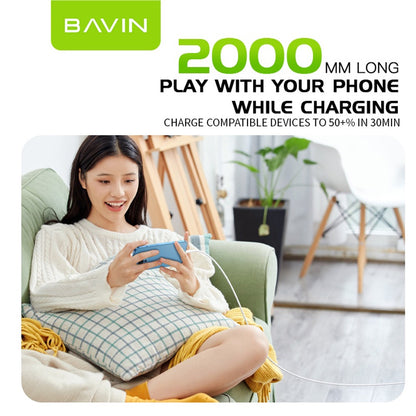 BAVIN U-CB253 60W 30W 18W 12W Fast Charging & Data Transfer 1.2/2m Cable For Micro Type-C iPhone