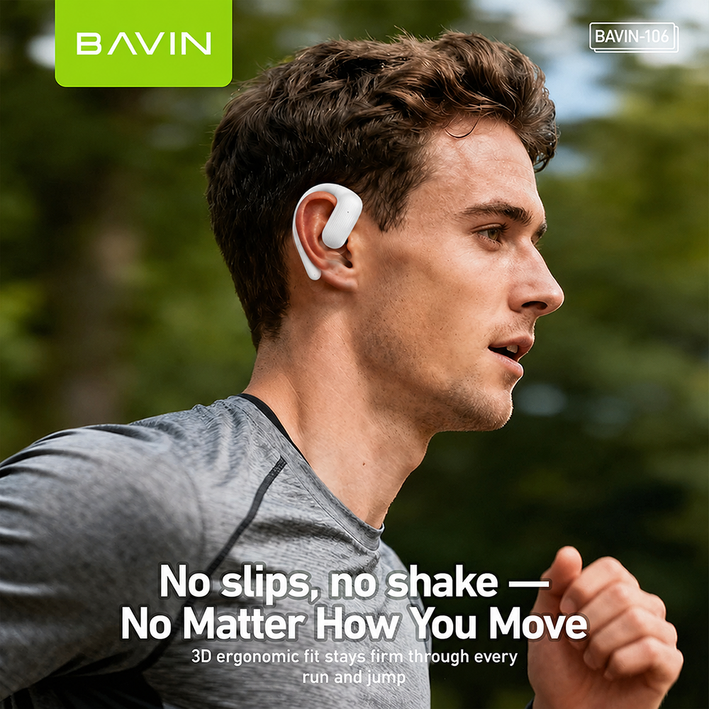 BAVIN BA106 Hi-Fi Open-Ear Wireless Bluetooth 6.0 Earbuds w/ Type-C Fast Charging for Smartphones