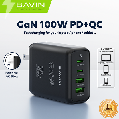 BAVIN C-PC927 100W Multi-Port Fast Charger for Type-C & USB