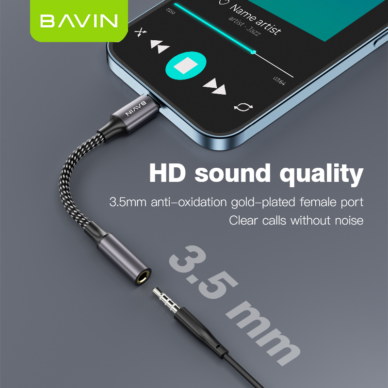BAVIN AUX35 / AUX36 Earphone Adapter iPhone to 3.5mm & Type-C to 3.5mm | Fast Audio, Music & Calls (Bluetooth Required)