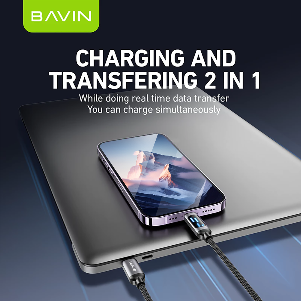 BAVIN U-CB377-XX Fast Charging Cable W/ LED Display & Nylon Braided