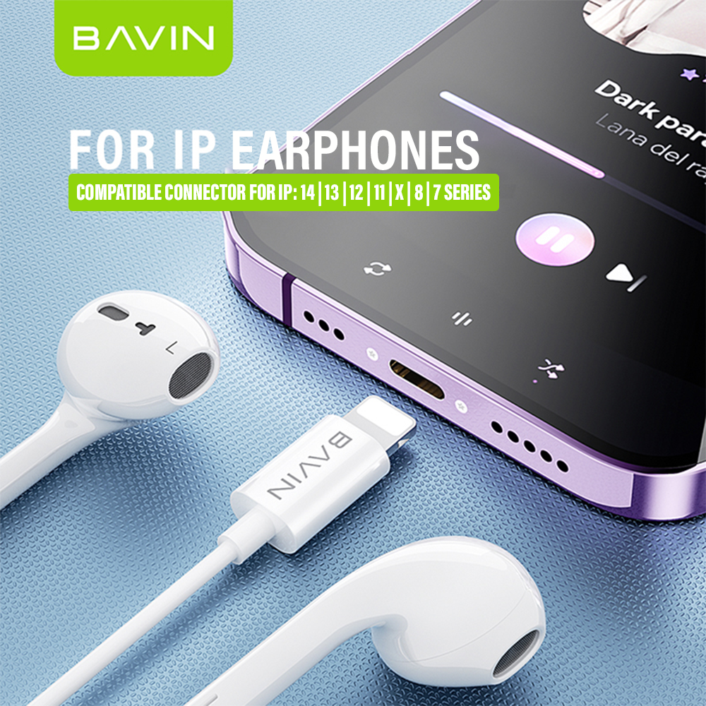 BAVIN HX860 HiFi Wired Earphone Plug & Play Stereo Audio No Bluetooth Required for iPhone 14 13 12 11 X