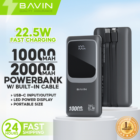 BAVIN Y-PC1030 20000mAh 22.5W Fast Charging Powerbank w/ Built-in Cable