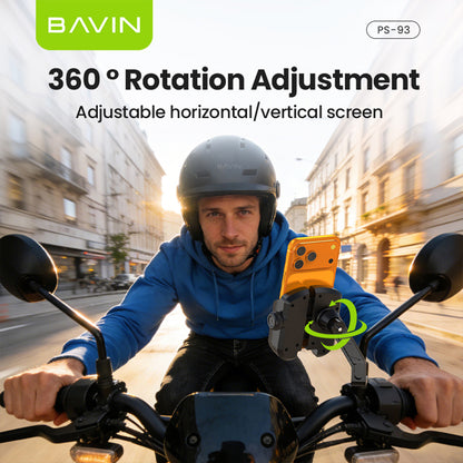 BAVIN PS93 Universal 360° Adjustable Shockproof Rearview Mirror Phone Holder Anti-Slip Mount for Motorcycle & Bike