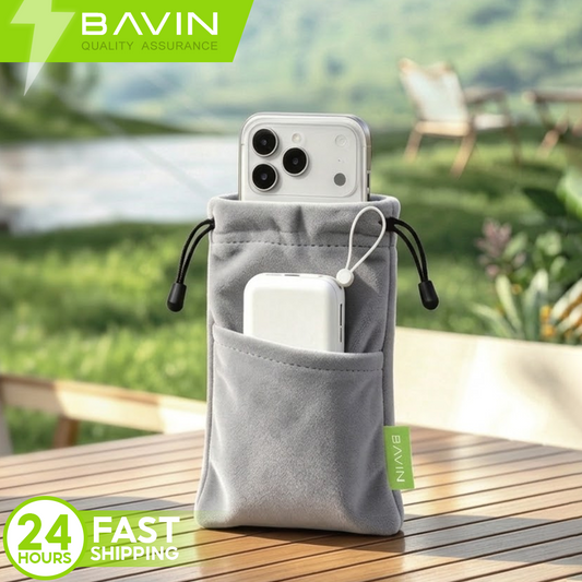 BAVIN ET10 Phone Pouch Dual Pocket Dust Resistant for Powerbank & Mobile Accessory Storage Bag