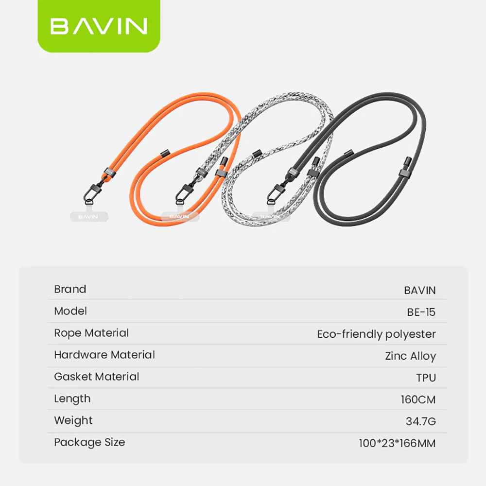 BAVIN E-BE15 Adjustable Mobile Phone Lanyard Strap w/160cm Long Cross-body Shoulder Strap