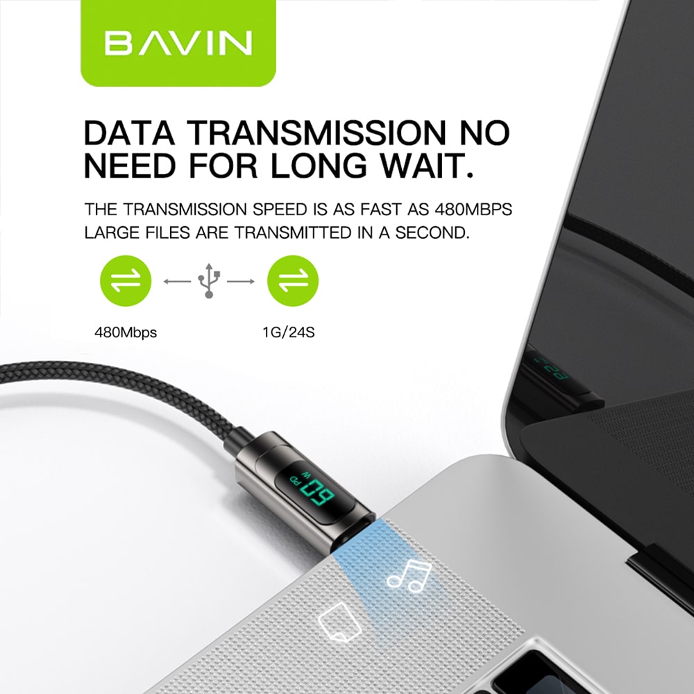 BAVIN CB255 12W /20W /60W 1 Meter PD Fast Charging Data Transfer Cable For iPhone 17 Series