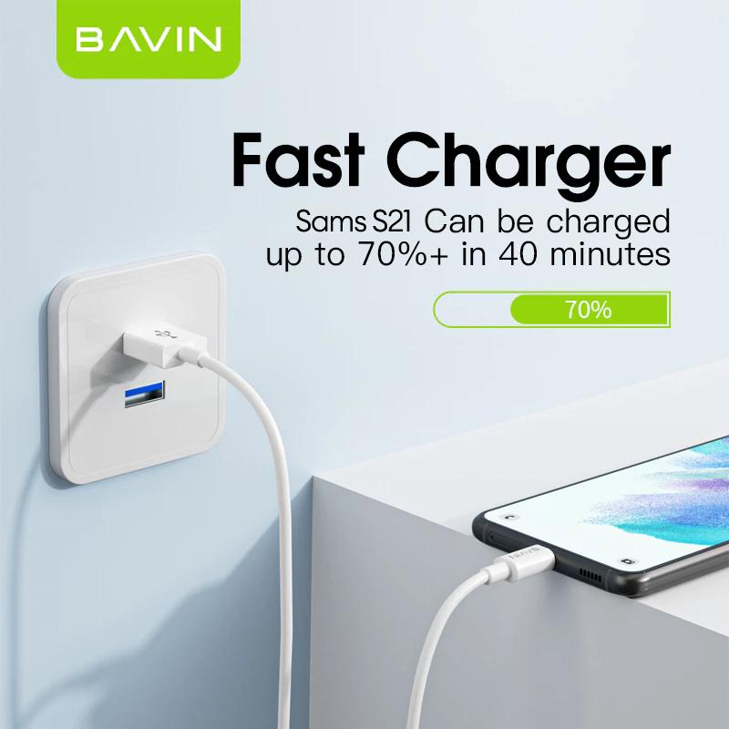 BAVIN U-CB008 12W / 18W / 20W / 60W Fast Charging Qualcomm3.0 Cable Charger High Speed Data Transfer 1/2/3 Meters Cord