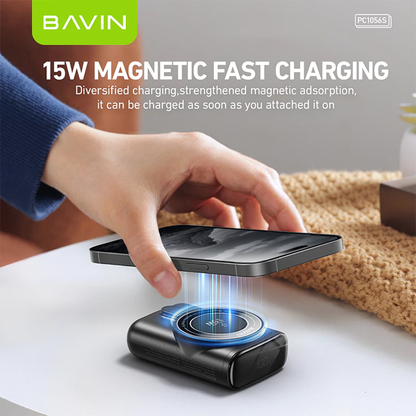 BAVIN PC1056 10000mAh Wireless Powerbank 15W Magnetic Charging with 22.5W USB QC3.0 Fast Charging