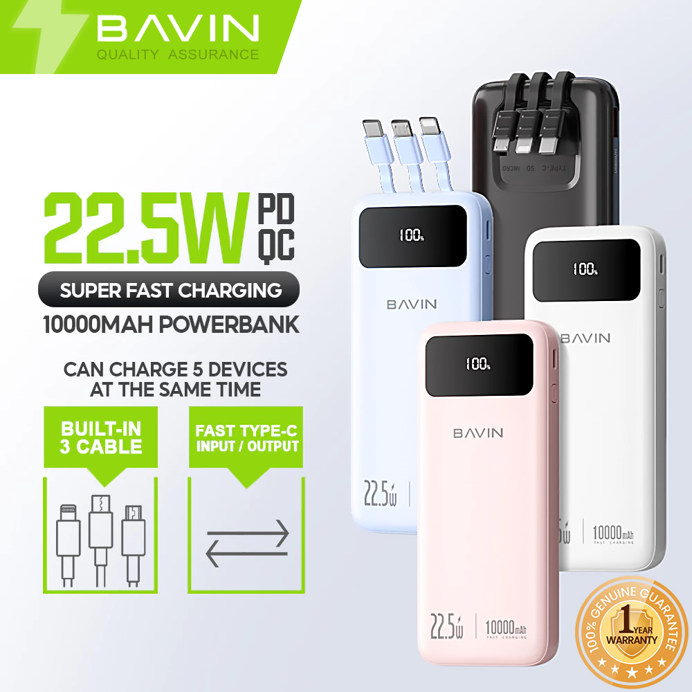 BAVIN PC1072 10000mAh / PC1102 20000mAh 22.5W Powerbank Fast Charging