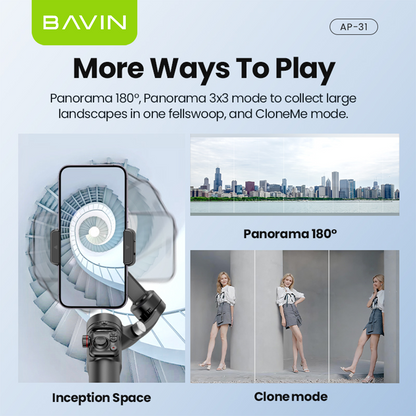 BAVIN P30/P31 Foldable Phone 3-Axis Gimbal Stabilizer w/Tripod/Fill Light/AI Smart Face Tracking