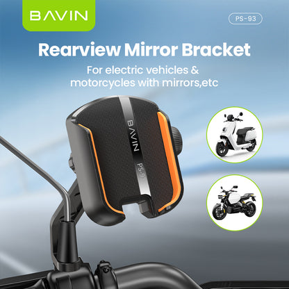 BAVIN PS93 Universal 360° Adjustable Shockproof Rearview Mirror Phone Holder Anti-Slip Mount for Motorcycle & Bike