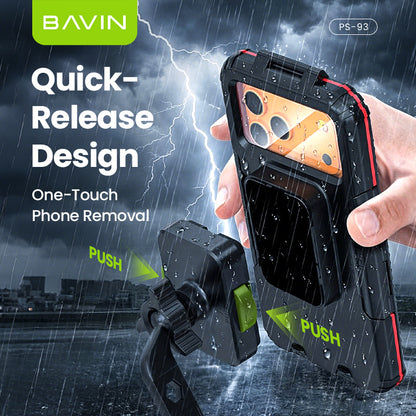 BAVIN PS95 Adjustable Waterproof Motorcycle Bike Phone Holder with 360° Rotation, Anti-Collision