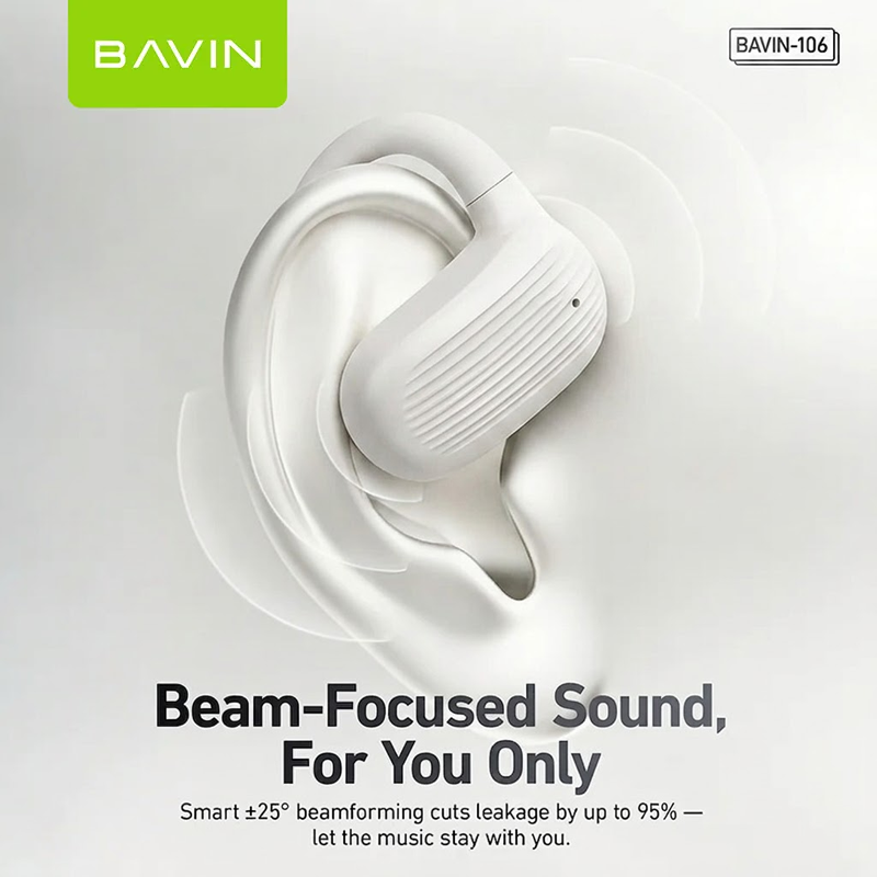 BAVIN BA106 Hi-Fi Open-Ear Wireless Bluetooth 6.0 Earbuds w/ Type-C Fast Charging for Smartphones