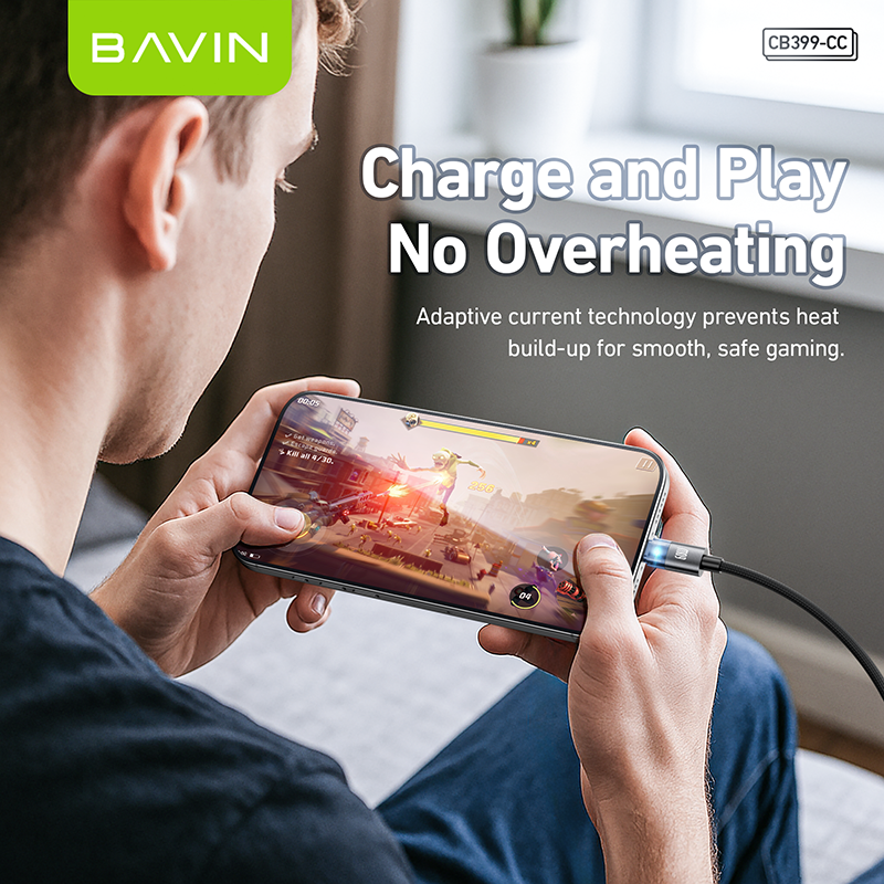 BAVIN U-CB399 60W Fast Charging & Data Cable w/ Type-C to Type-C & Type-C to iPhone Supports Laptop, Smartphones