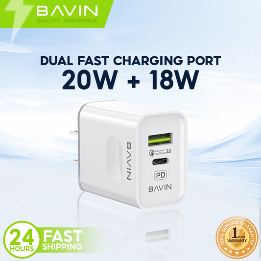 BAVIN C-PC836 20W PD Fast + Qualcomm3.0 Fast Charging Charger Adaptor Dual Port Suitable For iPh 16 Series