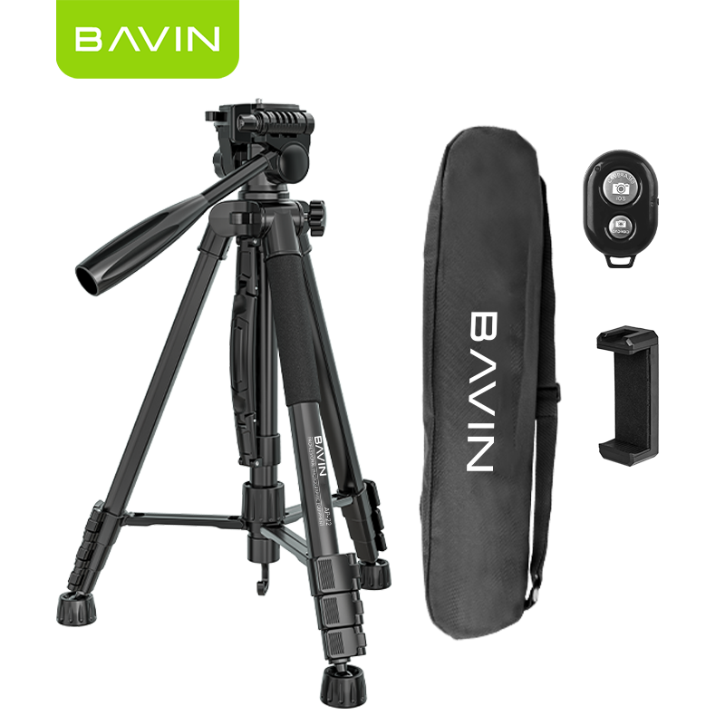 BAVIN D-Z-P22 Camera Aluminum for DSLR Tripod Stand for Smartphones Lightweight w/ Bluetooth Remote Black