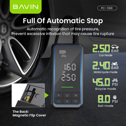 BAVIN Y-PC1160 2 in 1 Jump Starter & Air Compressor 10400mAh Powerbank