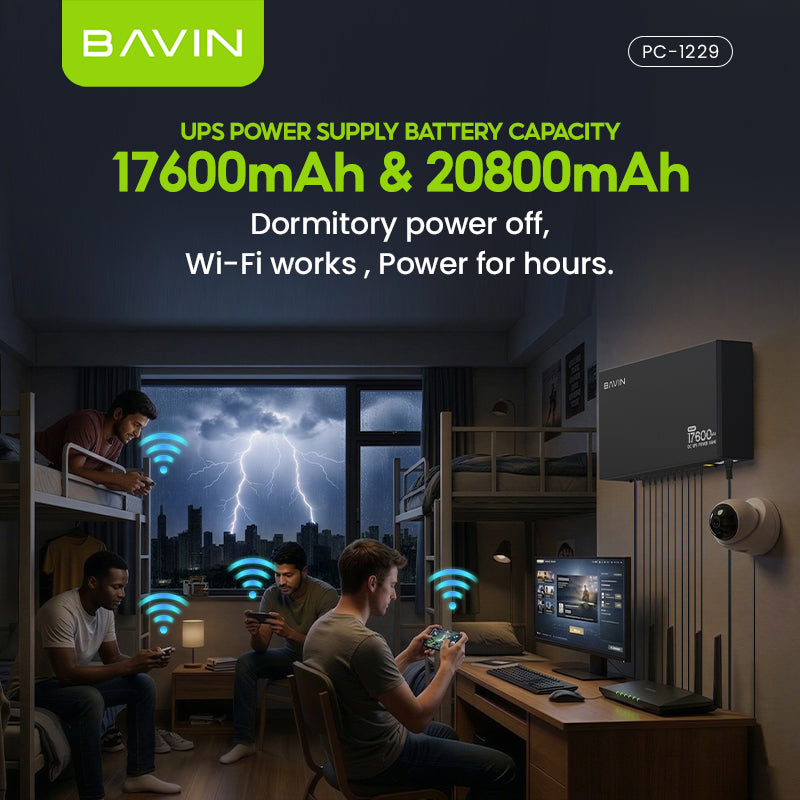 BAVIN PC1229 60W 17600mAh/120W 20800mAh DC UPS Powerbank Uninterrupted Backup Emergency Power Supply