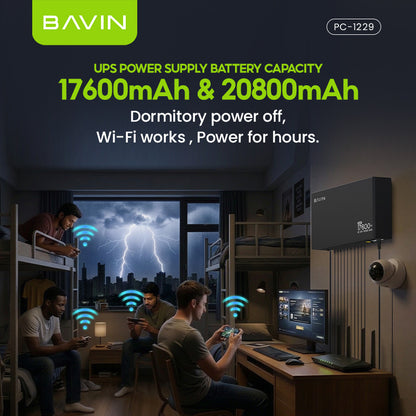 BAVIN PC1229 60W 17600mAh/120W 20800mAh DC UPS Powerbank Uninterrupted Backup Emergency Power Supply