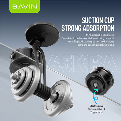 BAVIN D-S-PS75 / D-S-PS88 Magnetic Vacuum Phone Holder Stand w/ 360° Rotation & Motorized Suction Type-C Rechargeable